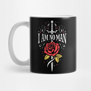 I am no man - Sword and a Single Rose - Black - Fantasy Mug